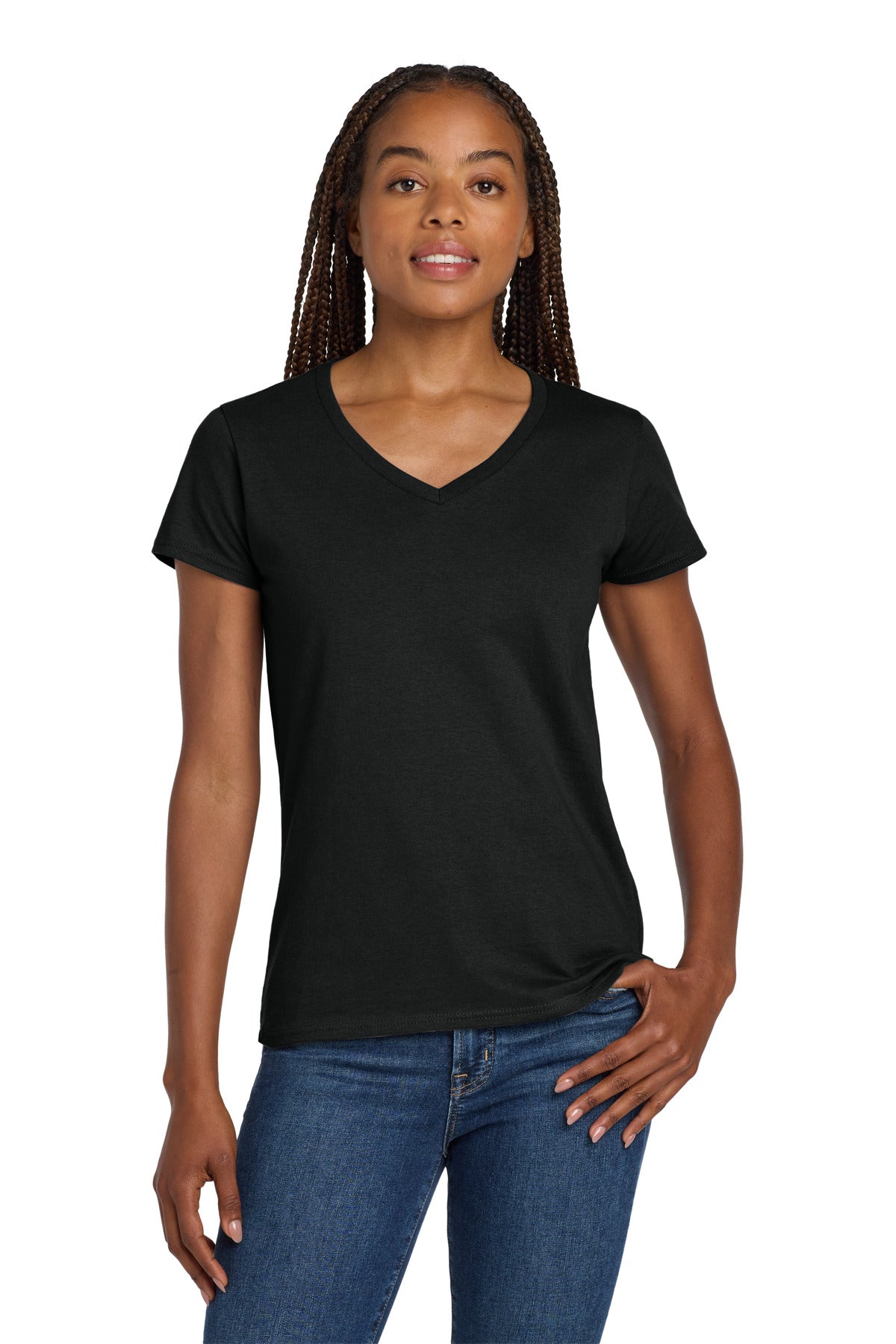 Gildan Women's Heavy Cotton 100% Cotton V-Neck T-Shirt. 5V00L