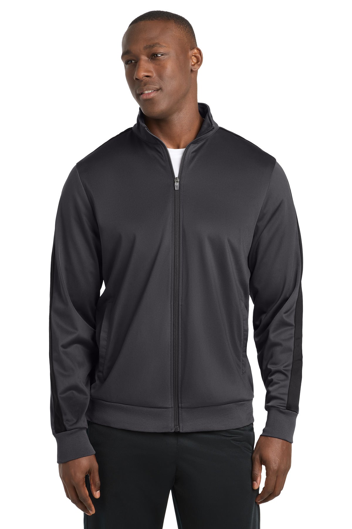 Sport-Tek  Tricot Sleeve Stripe Track Jacket. JST94