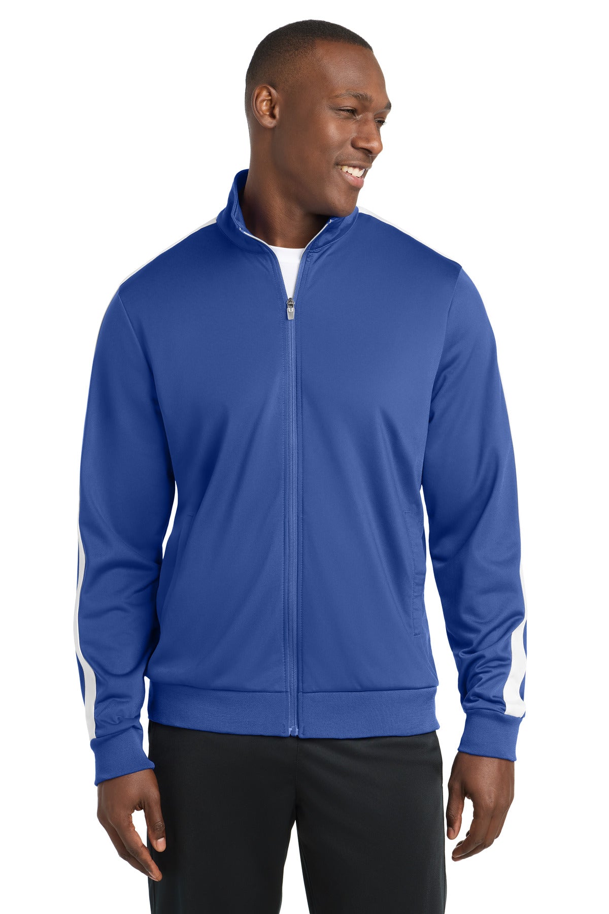 Sport-Tek  Tricot Sleeve Stripe Track Jacket. JST94