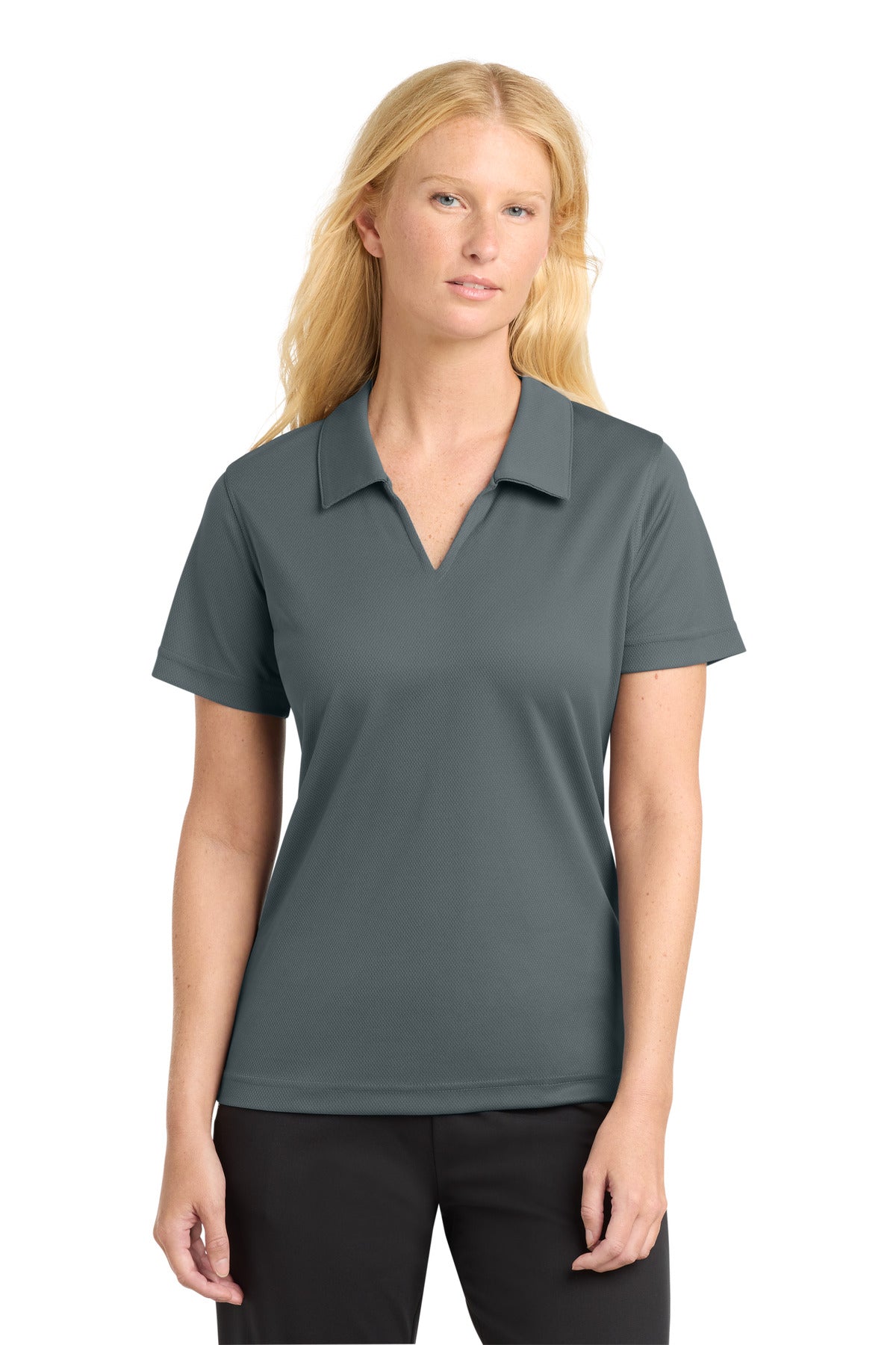 Sport-Tek Women's Dri-Mesh V-Neck Polo.  L469