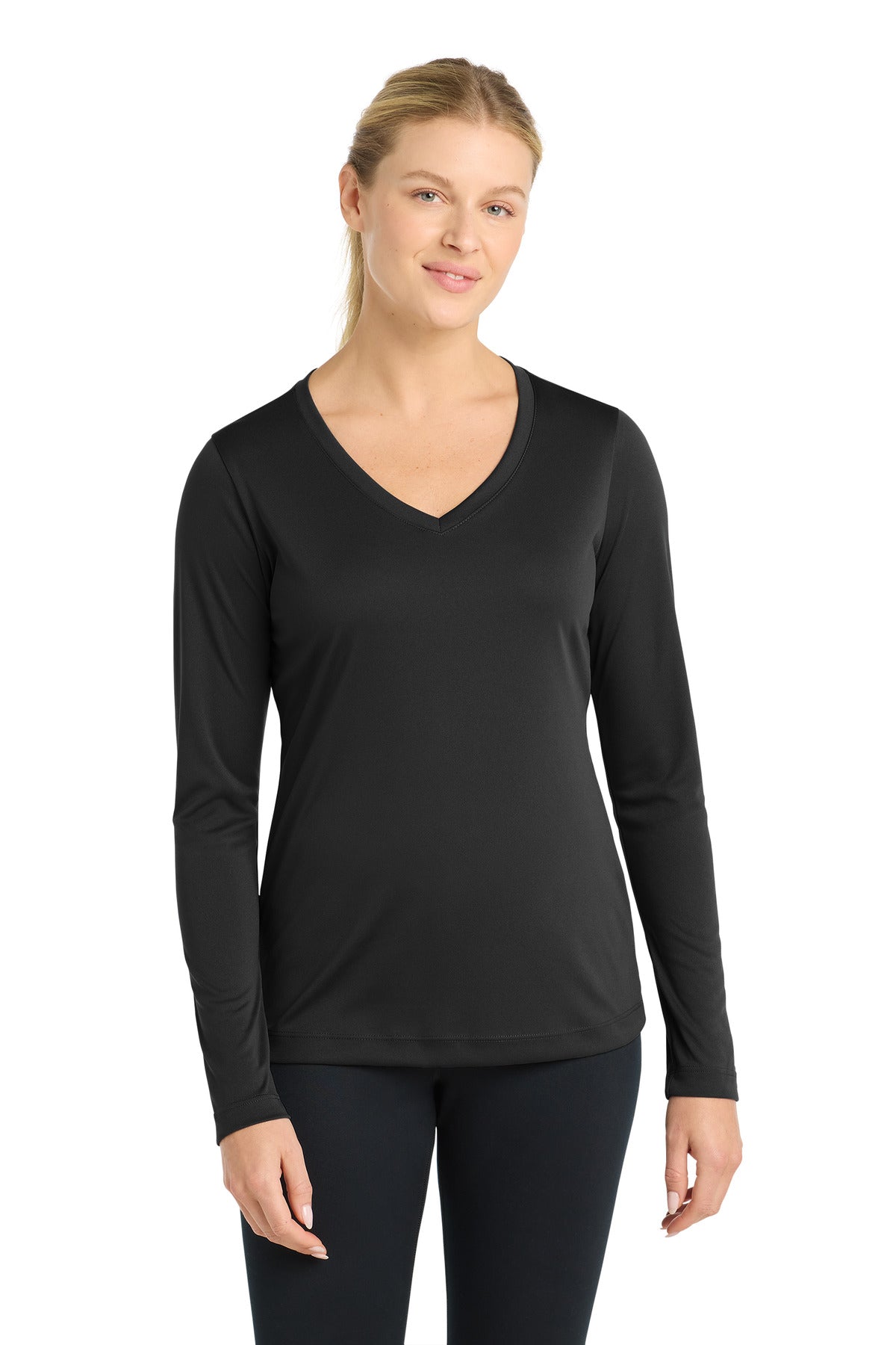 Sport-Tek Women's Long Sleeve PosiCharge Competitor V-Neck Tee. LST353LS