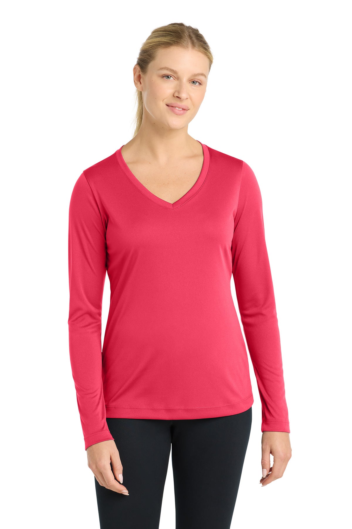 Sport-Tek Women's Long Sleeve PosiCharge Competitor V-Neck Tee. LST353LS