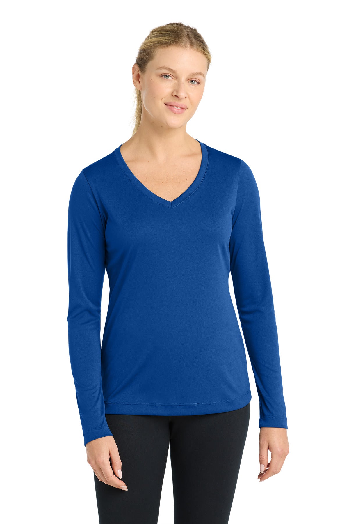 Sport-Tek Women's Long Sleeve PosiCharge Competitor V-Neck Tee. LST353LS