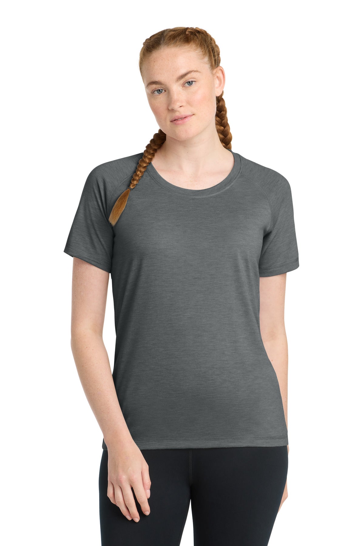 Sport-Tek  Women's PosiCharge  Tri-Blend Wicking Scoop Neck Raglan Tee. LST400