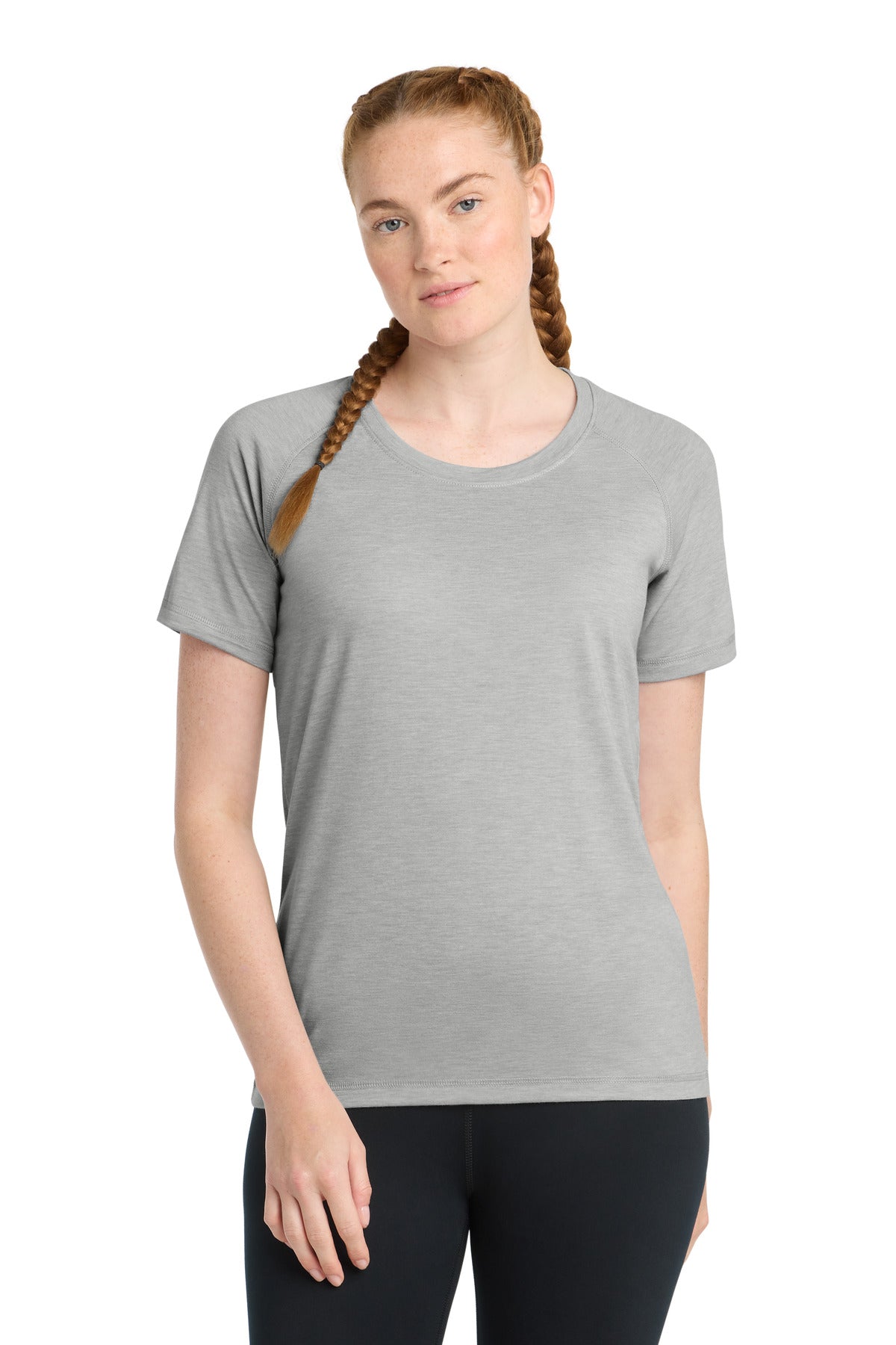 Sport-Tek  Women's PosiCharge  Tri-Blend Wicking Scoop Neck Raglan Tee. LST400