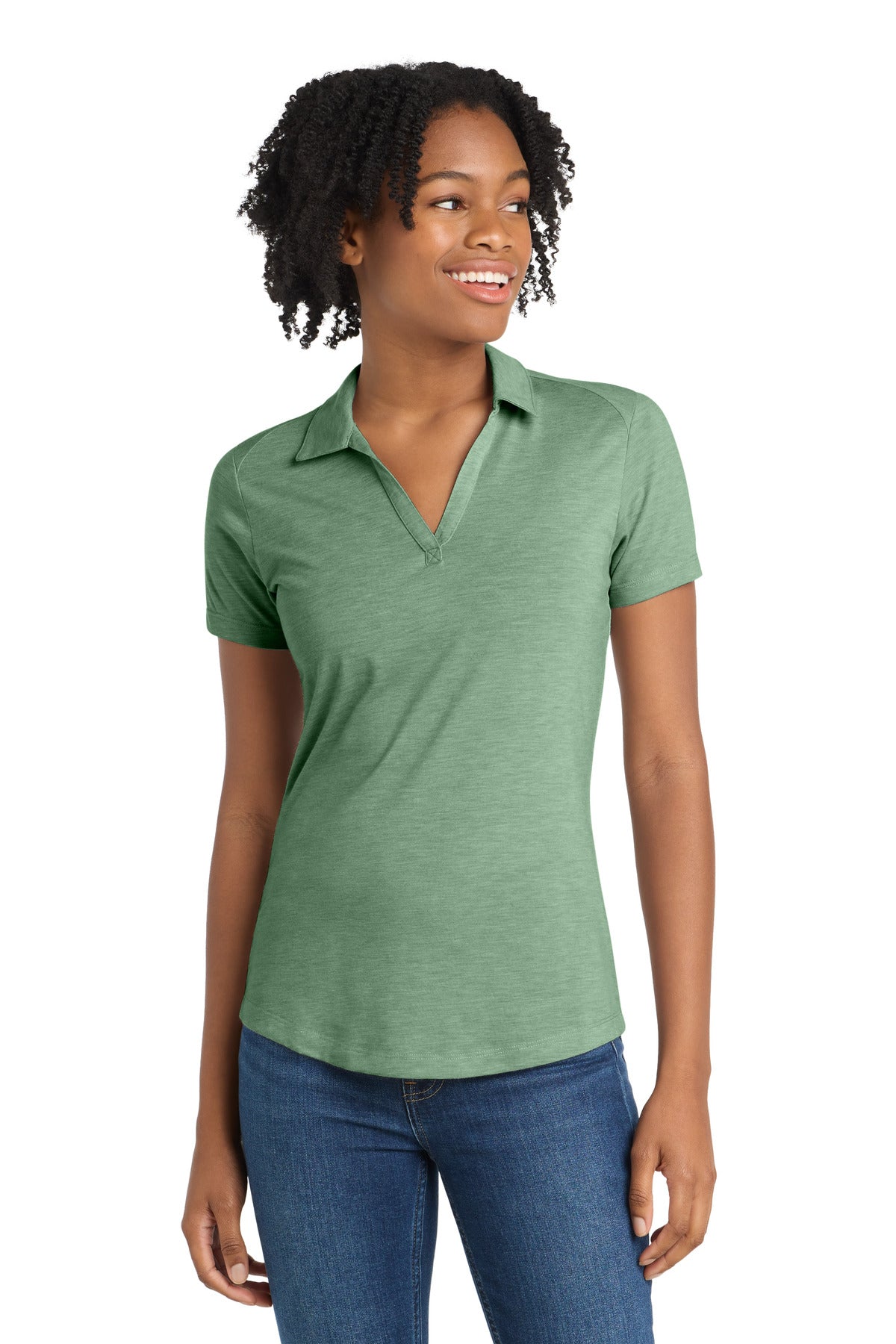 Sport-Tek  Women's PosiCharge  Tri-Blend Wicking Polo. LST405