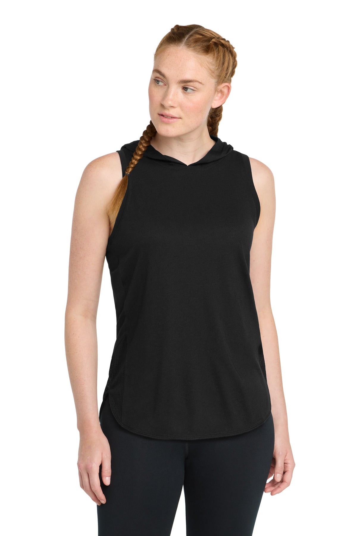 Sport-Tek  Women's PosiCharge  Tri-Blend Wicking Draft Hoodie Tank. LST410