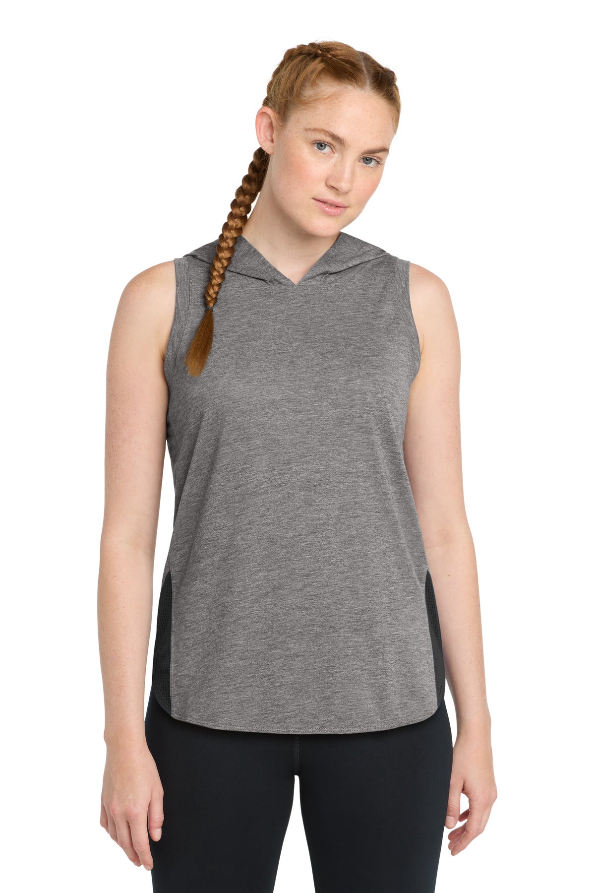 Sport-Tek  Women's PosiCharge  Tri-Blend Wicking Draft Hoodie Tank. LST410
