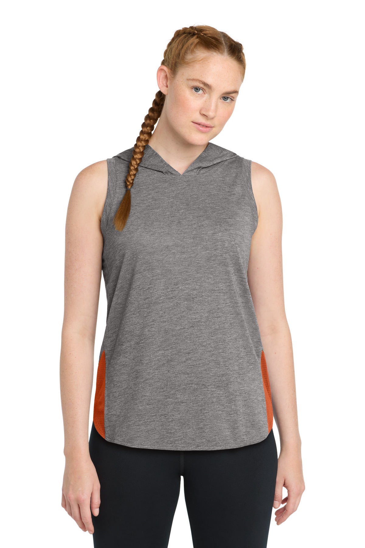 Sport-Tek  Women's PosiCharge  Tri-Blend Wicking Draft Hoodie Tank. LST410