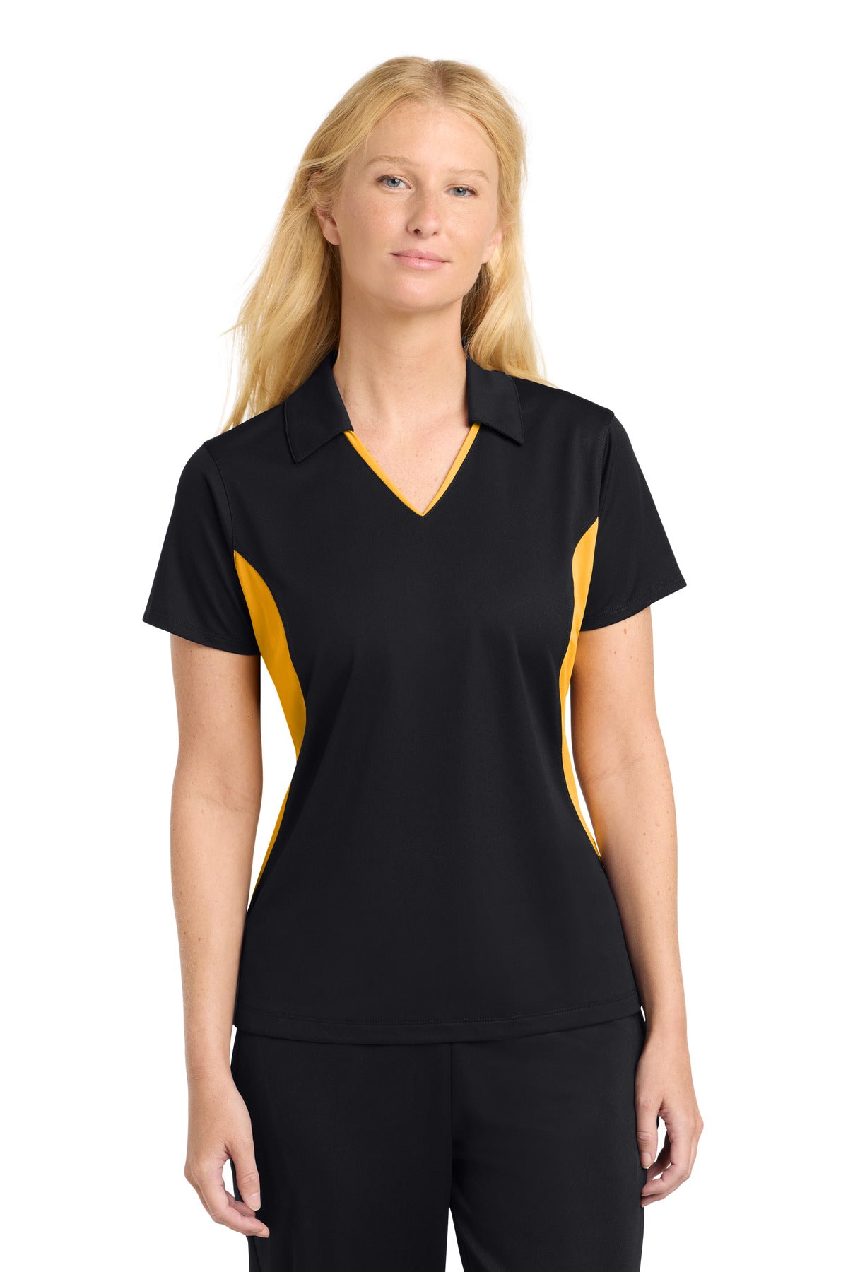 Sport-Tek Women's Side Blocked Micropique Sport-Wick Polo. LST655