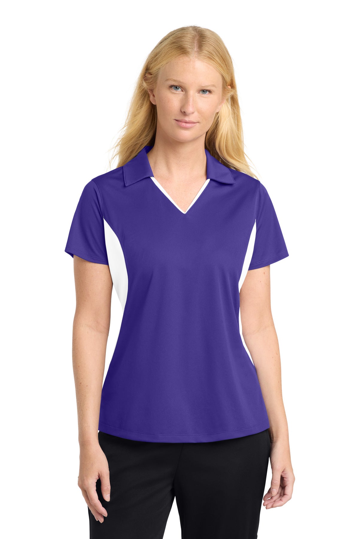 Sport-Tek Women's Side Blocked Micropique Sport-Wick Polo. LST655