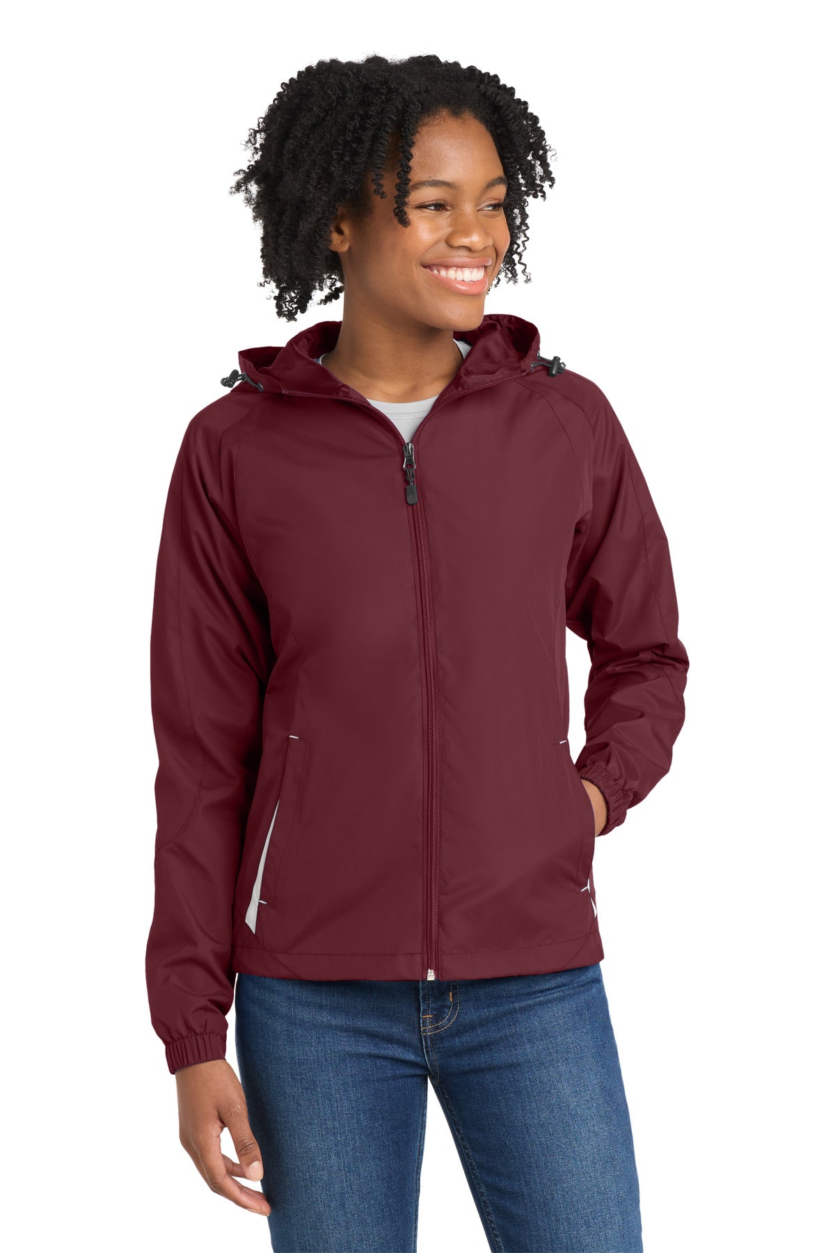 Sport-Tek Women's Colorblock Hooded Raglan Jacket. LST76