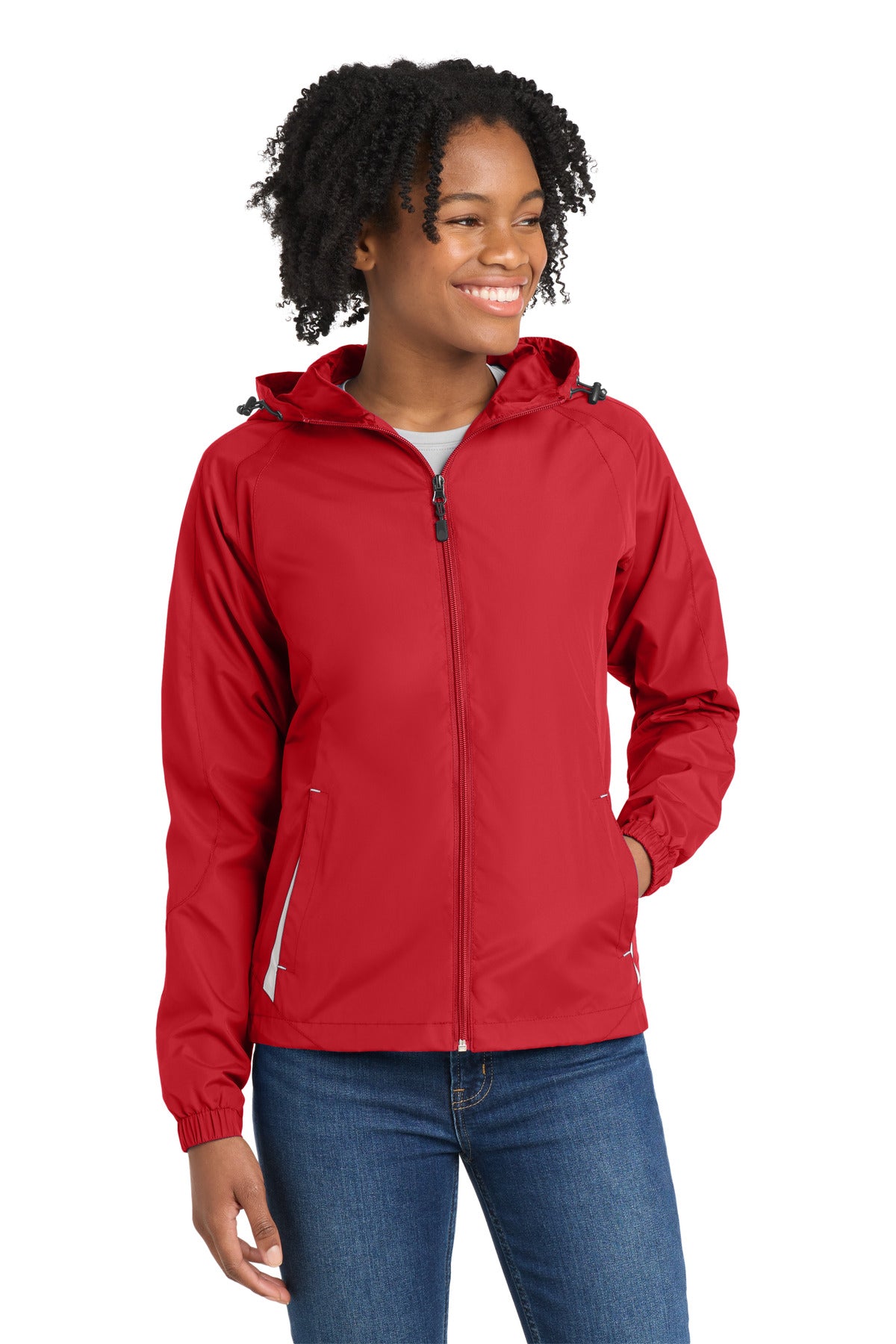 Sport-Tek Women's Colorblock Hooded Raglan Jacket. LST76