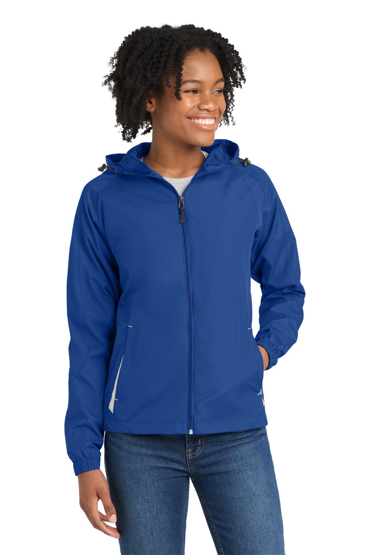 Sport-Tek Women's Colorblock Hooded Raglan Jacket. LST76