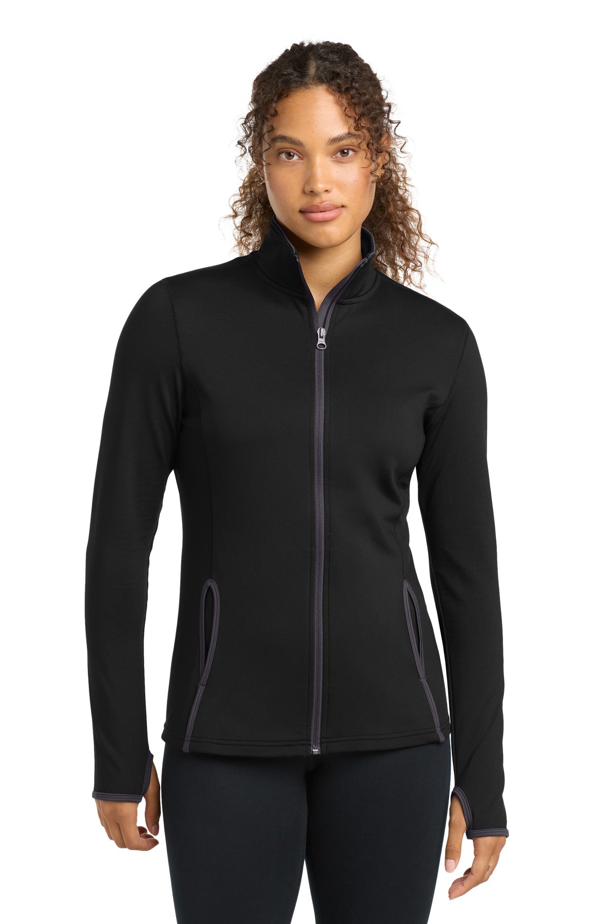 Sport-Tek Women's Sport-Wick Stretch Contrast Full-Zip Jacket.  LST853