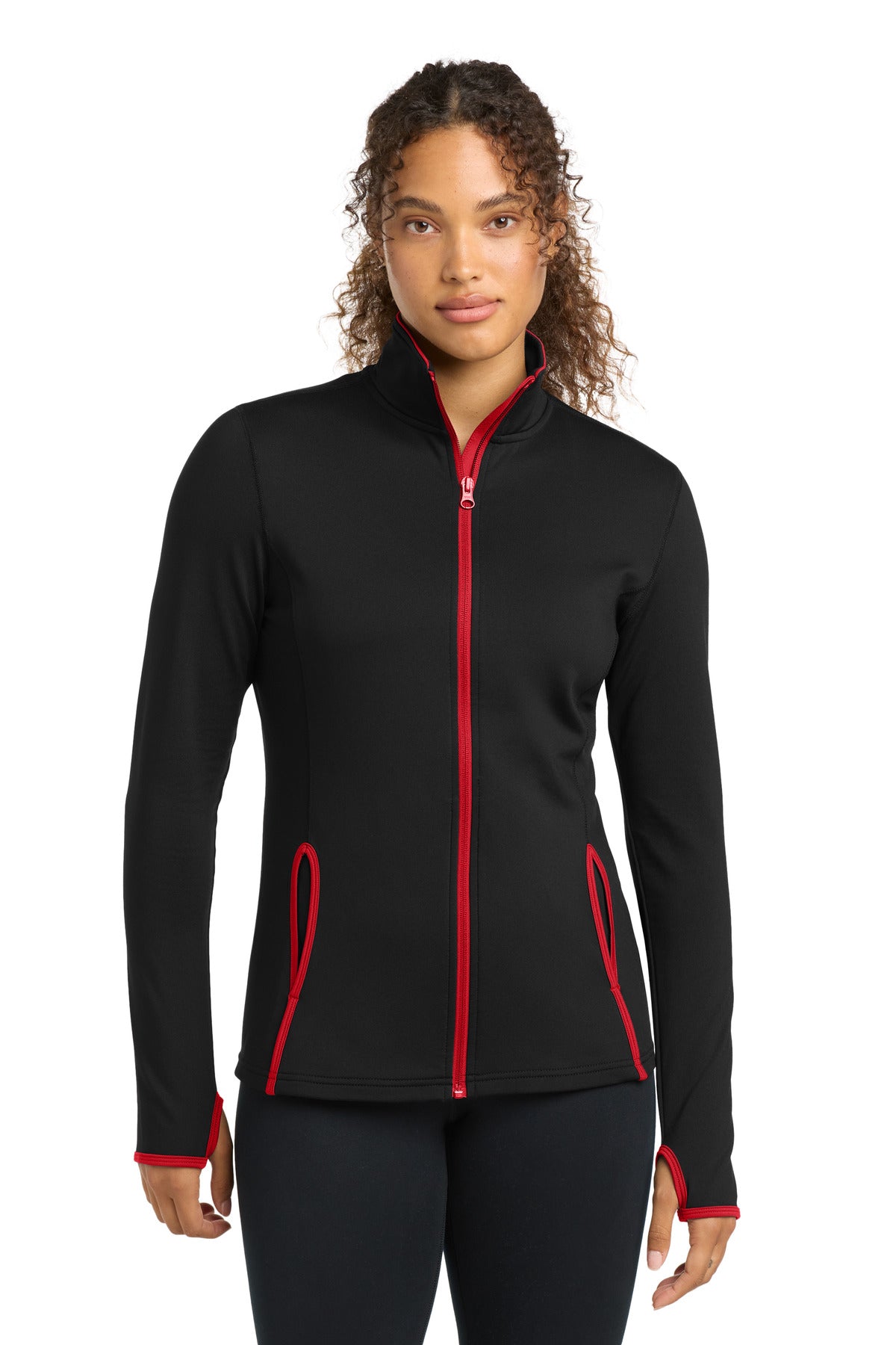 Sport-Tek Women's Sport-Wick Stretch Contrast Full-Zip Jacket.  LST853
