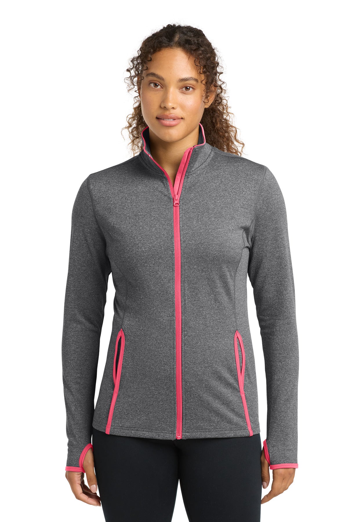 Sport-Tek Women's Sport-Wick Stretch Contrast Full-Zip Jacket.  LST853
