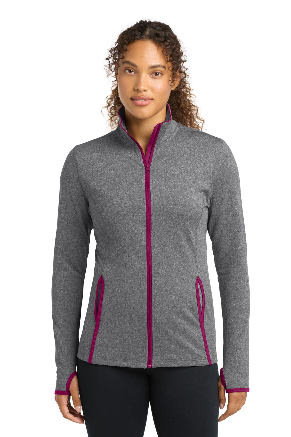 Sport-Tek Women's Sport-Wick Stretch Contrast Full-Zip Jacket.  LST853