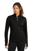 Sport-Tek Women's Sport-Wick Textured 1/4-Zip Pullover.  LST860