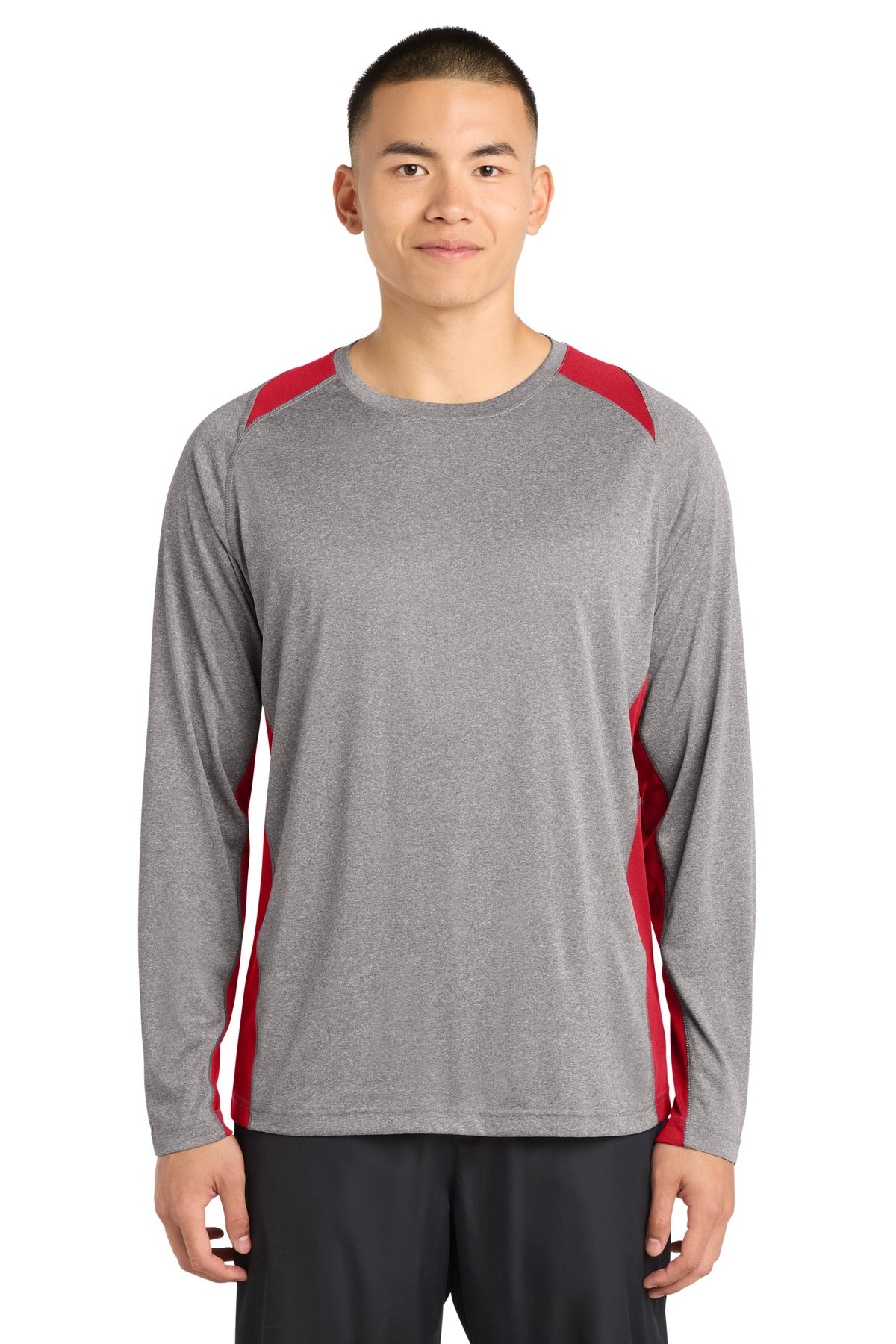 Sport-Tek Long Sleeve Heather Colorblock Contender Tee. ST361LS