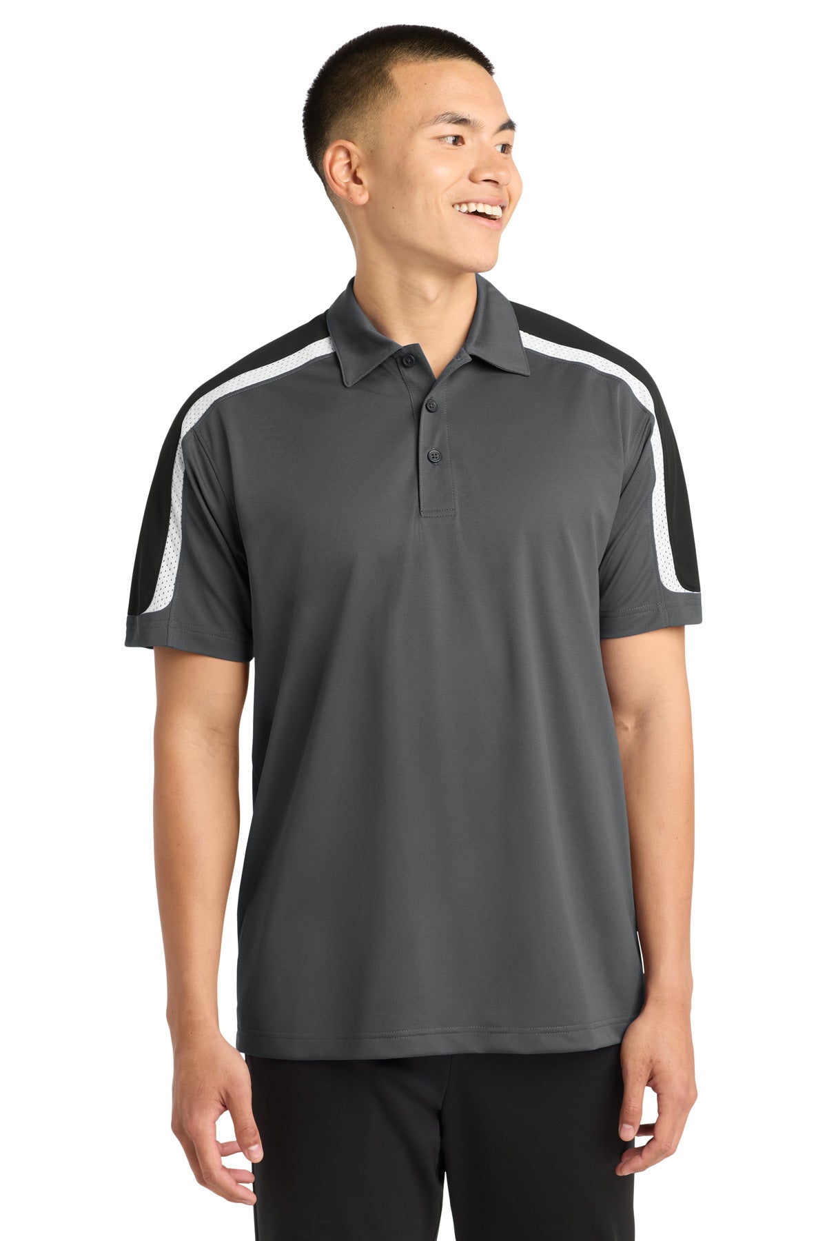 Sport-Tek Tricolor Shoulder Micropique Sport-Wick Polo. ST658