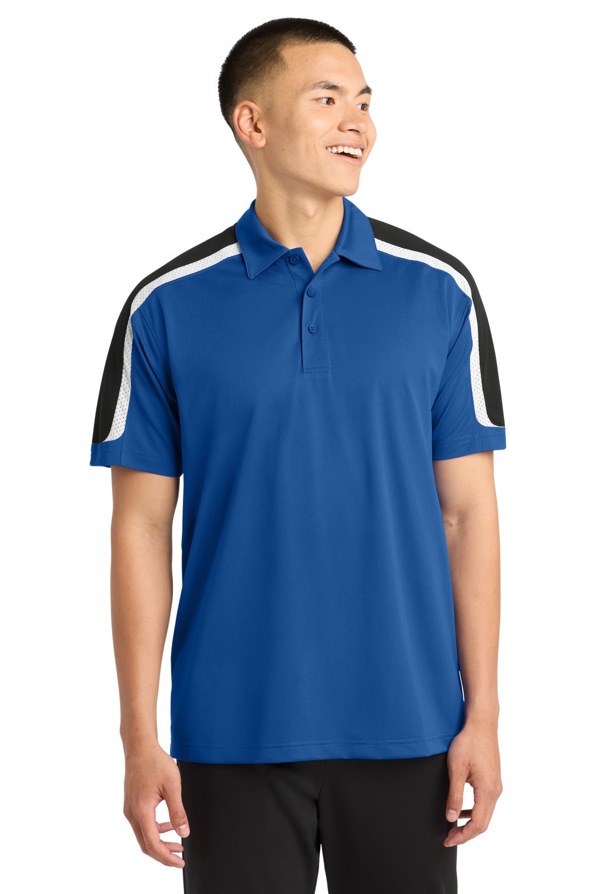 Sport-Tek Tricolor Shoulder Micropique Sport-Wick Polo. ST658