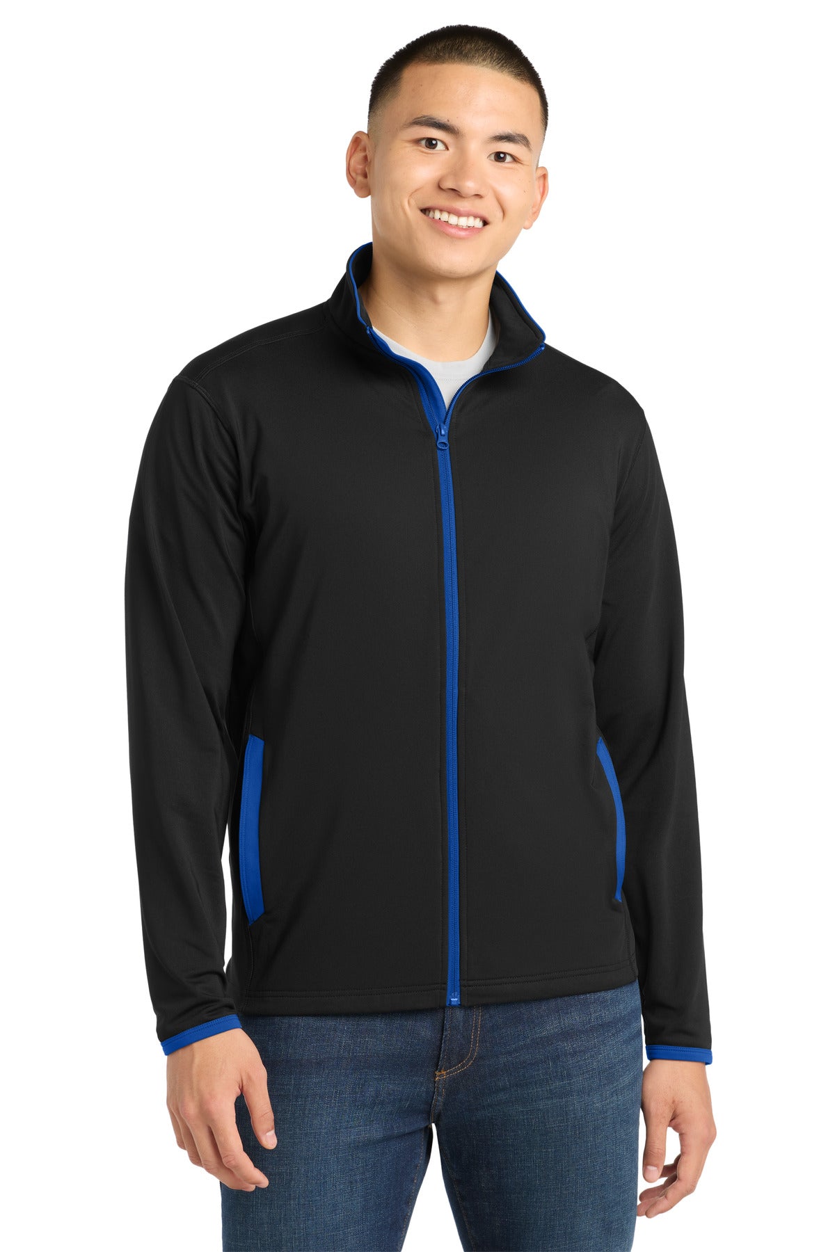 Sport-Tek Sport-Wick Stretch Contrast Full-Zip Jacket.  ST853