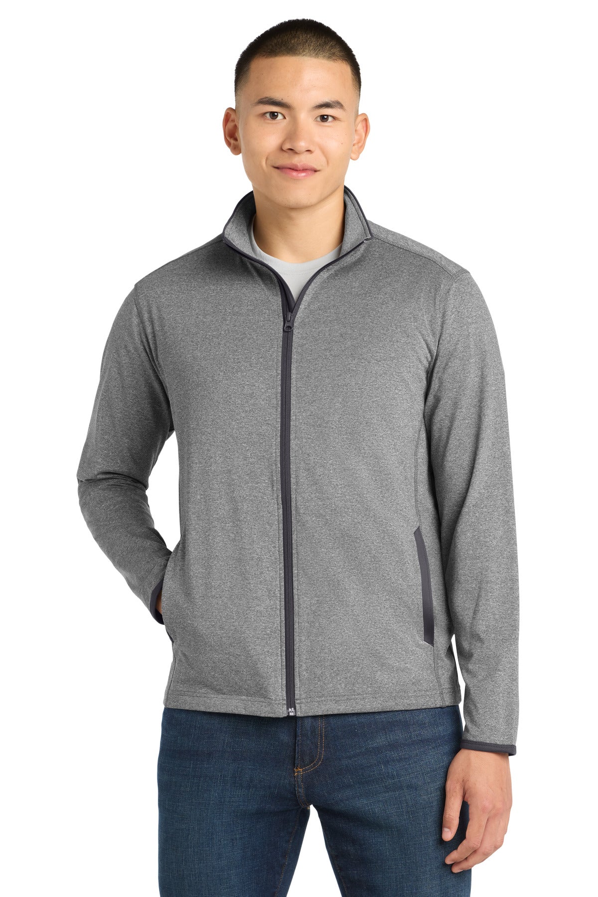 Sport-Tek Sport-Wick Stretch Contrast Full-Zip Jacket.  ST853