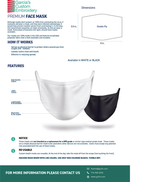 Cloth Face Mask - Cotton (4 pack)